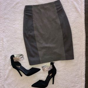 Express Gray High Waist Pintucked Pencil Skirt